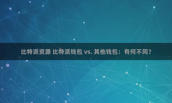 比特派资源 比特派钱包 vs. 其他钱包：有何不同？