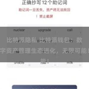 比特派隐私 比特派钱包：数字资产管理生态进化，无限可能！