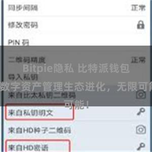 Bitpie隐私 比特派钱包：数字资产管理生态进化，无限可能！